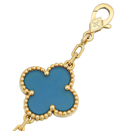 Van Cleef & Arpels 18K Yellow Gold 5 Motif Vintage Alhambra Bracelet