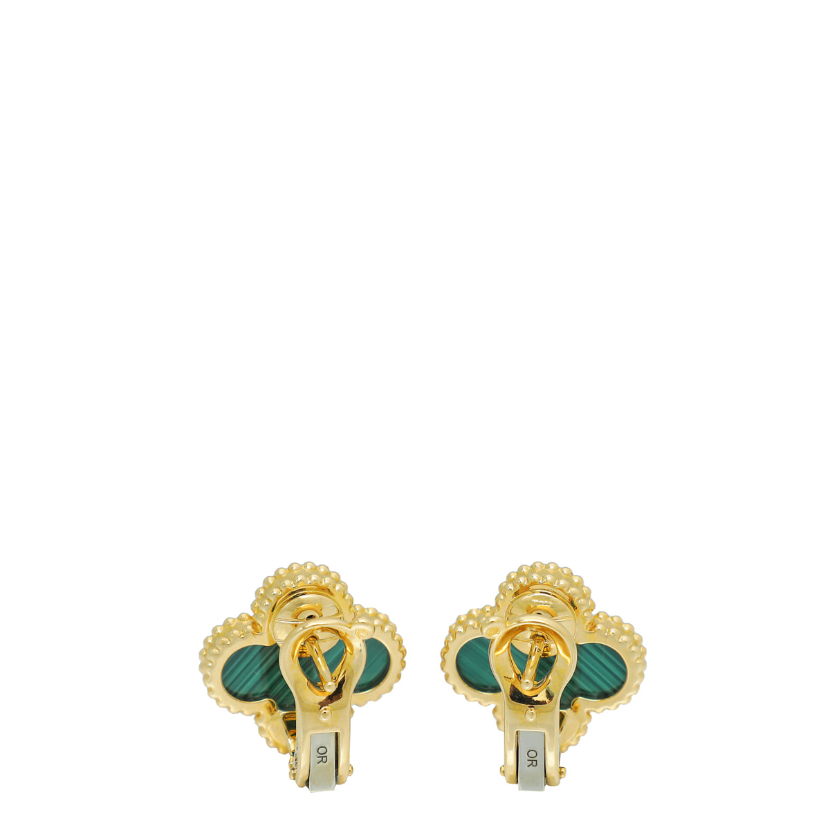 Van Cleef & Arpels 18K Yellow Gold Malachite Vintage Alhambra Earrings-Van Cleef & Arpels-THE CLOSET