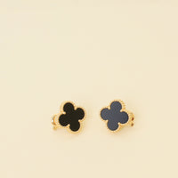 Van Cleef & Arpels 18K Yellow Gold Onyx Vintage Alhambra Earrings