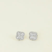 Van Cleef & Arpels 18K White Gold Sweet Alhambra Diamond Earstuds