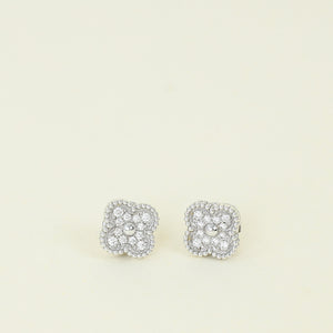 Van Cleef & Arpels 18K White Gold Sweet Alhambra Diamond Earstuds