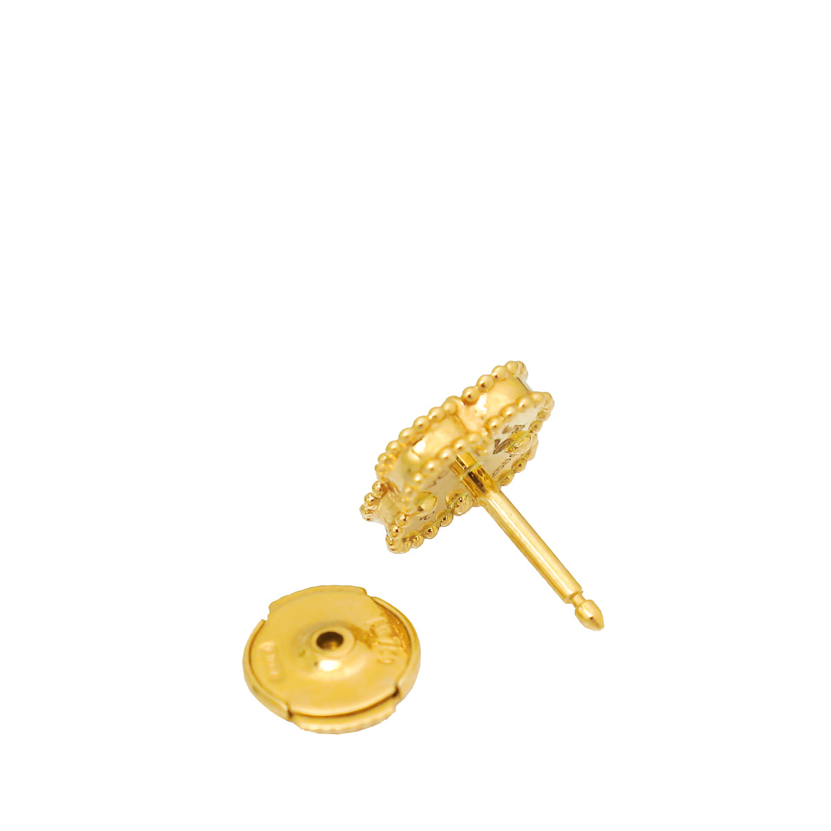 Van Cleef & Arpels 18K Yellow Gold Onyx Sweet Alhambra Stud Earrings