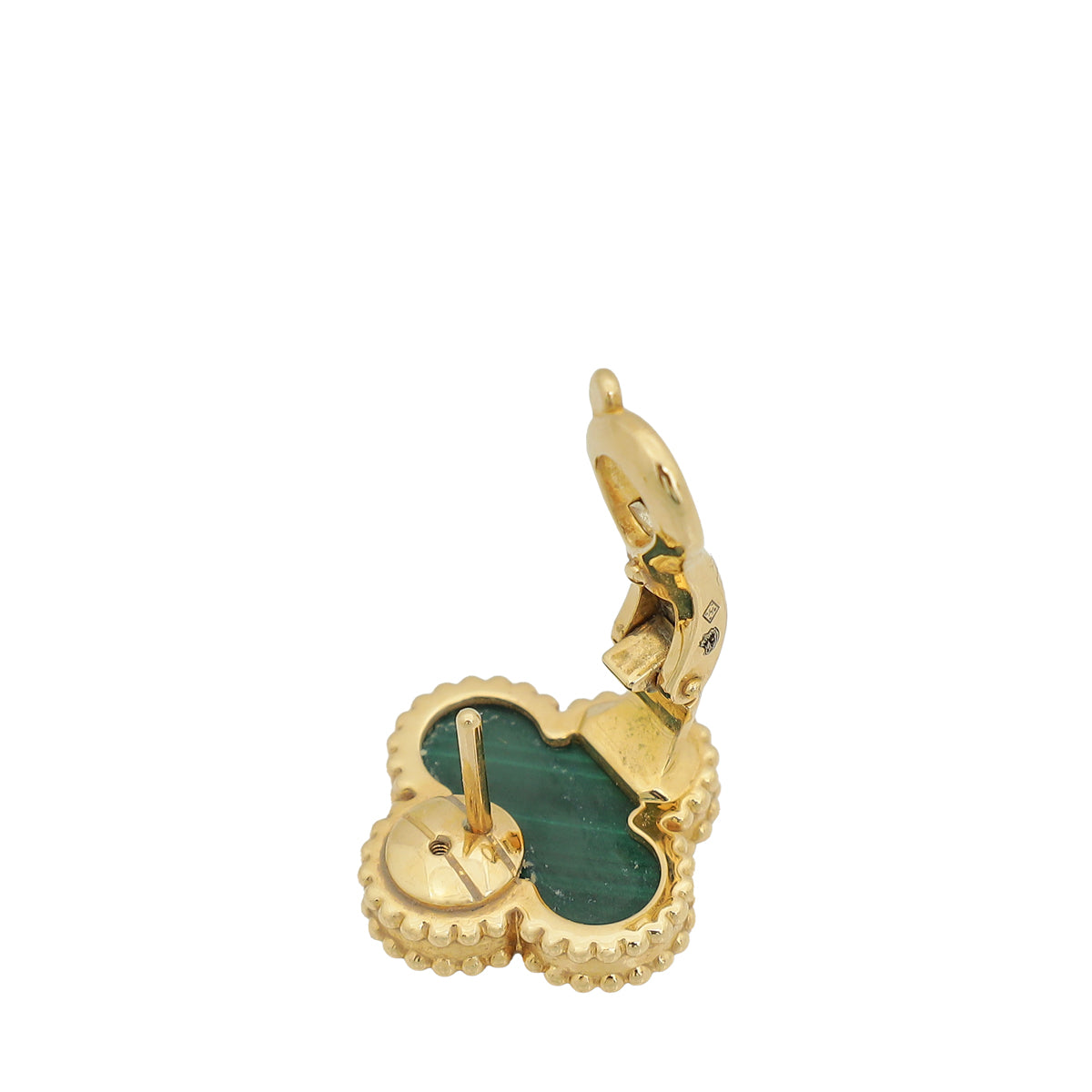 Van Cleef & Arpels 18K Yellow Gold Vintage Alhambra Malachite Earrings