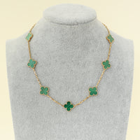 Van Cleef & Arpels 18K Yellow Gold Vintage Alhambra Malachite 10 Motifs Necklace