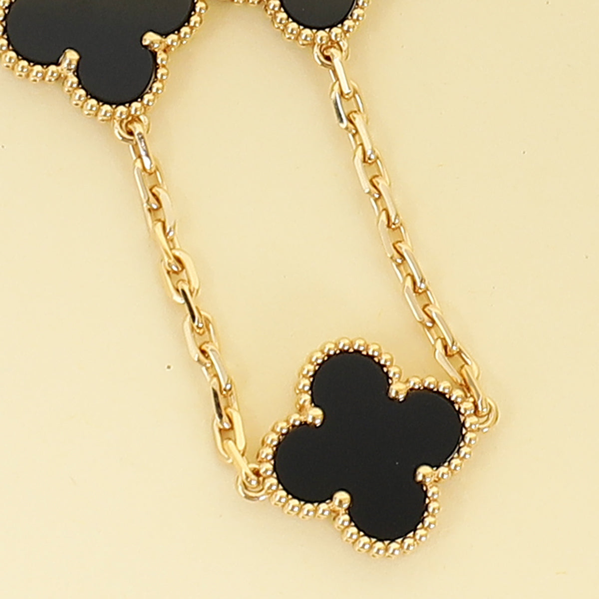 Van Cleef & Arpels 18K Yellow Gold Vintage 10 Motifs Onyx Necklace