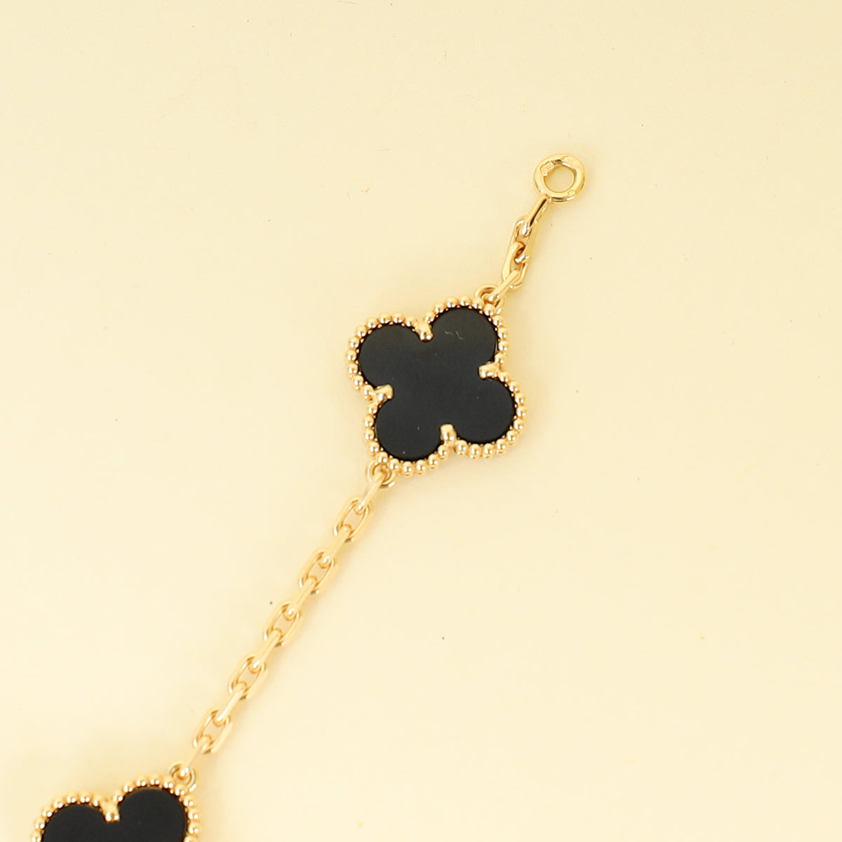 Van Cleef & Arpels 18K Yellow Gold Vintage 10 Motifs Onyx Necklace