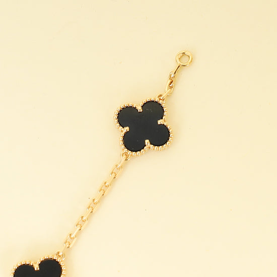 Van Cleef & Arpels 18K Yellow Gold Vintage 10 Motifs Onyx Necklace