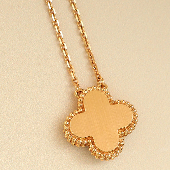 Van Cleef & Arpels 18K Rose Gold Diamond Obsidian Vintage Alhambra 2023 Holiday Pendant Necklace-Van Cleef & Arpels-THE CLOSET