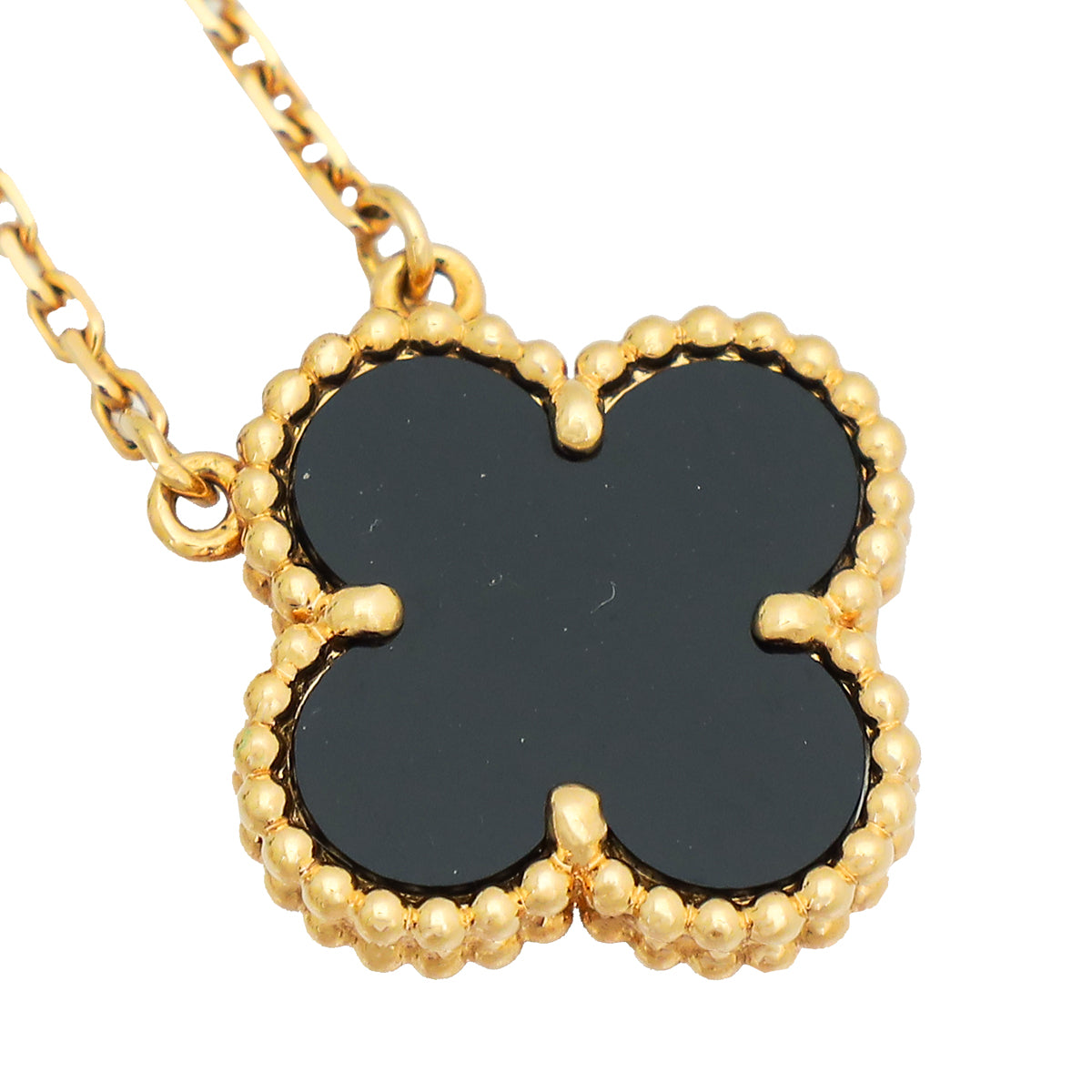 Van Cleef & Arpels 18K Yellow Gold Onyx Vintage Alhambra Necklace-Van Cleef & Arpels-THE CLOSET