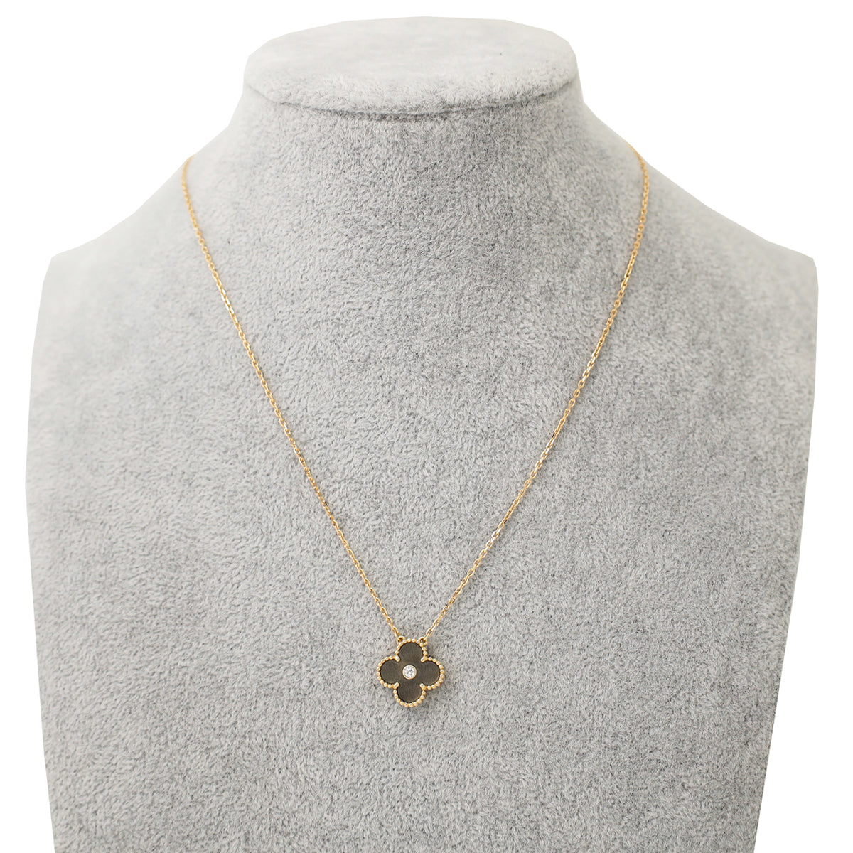 Van Cleef & Arpels 18K Rose Gold Diamond Silver Obsidian Vintage Alhambra 2023 Holiday Pendant Necklace-Van Cleef & Arpels-THE CLOSET