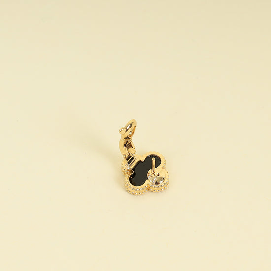 Van Cleef & Arpels 18K Yellow Gold Vintage Alhambra Onyx Earrings