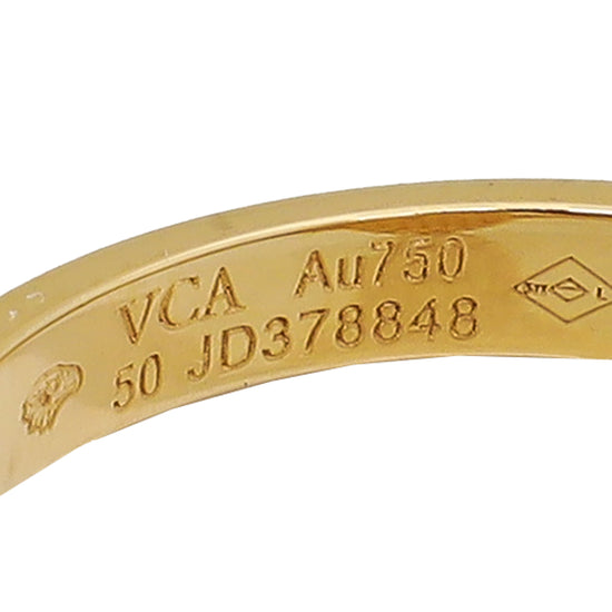 Van Cleef & Arpels 18K Yellow Gold 1 Diamond Onyx Vintage Alhambra Ring 50-Van Cleef & Arpels-THE CLOSET