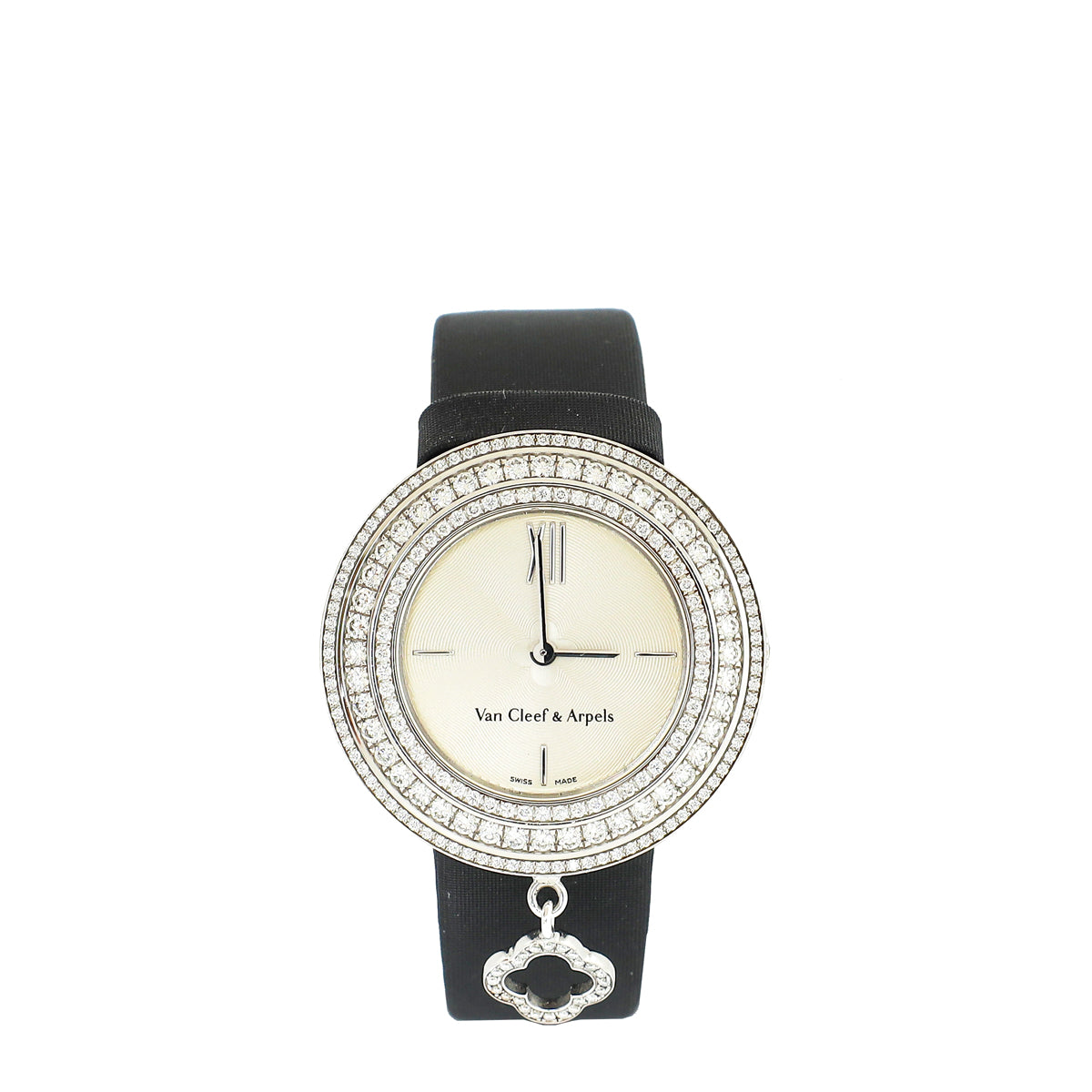 Van Cleef & Arpels 18K White Gold Charms with Diamonds 32mm Quartz Watch-Van Cleef & Arpels-THE CLOSET