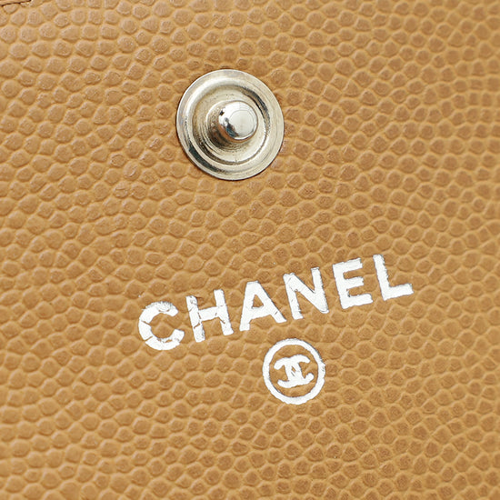 Chanel Tan CC Stitched Long Wallet