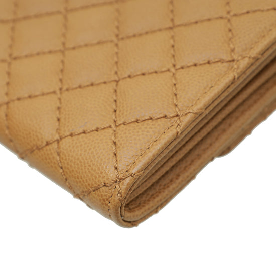 Chanel Tan CC Stitched Long Wallet