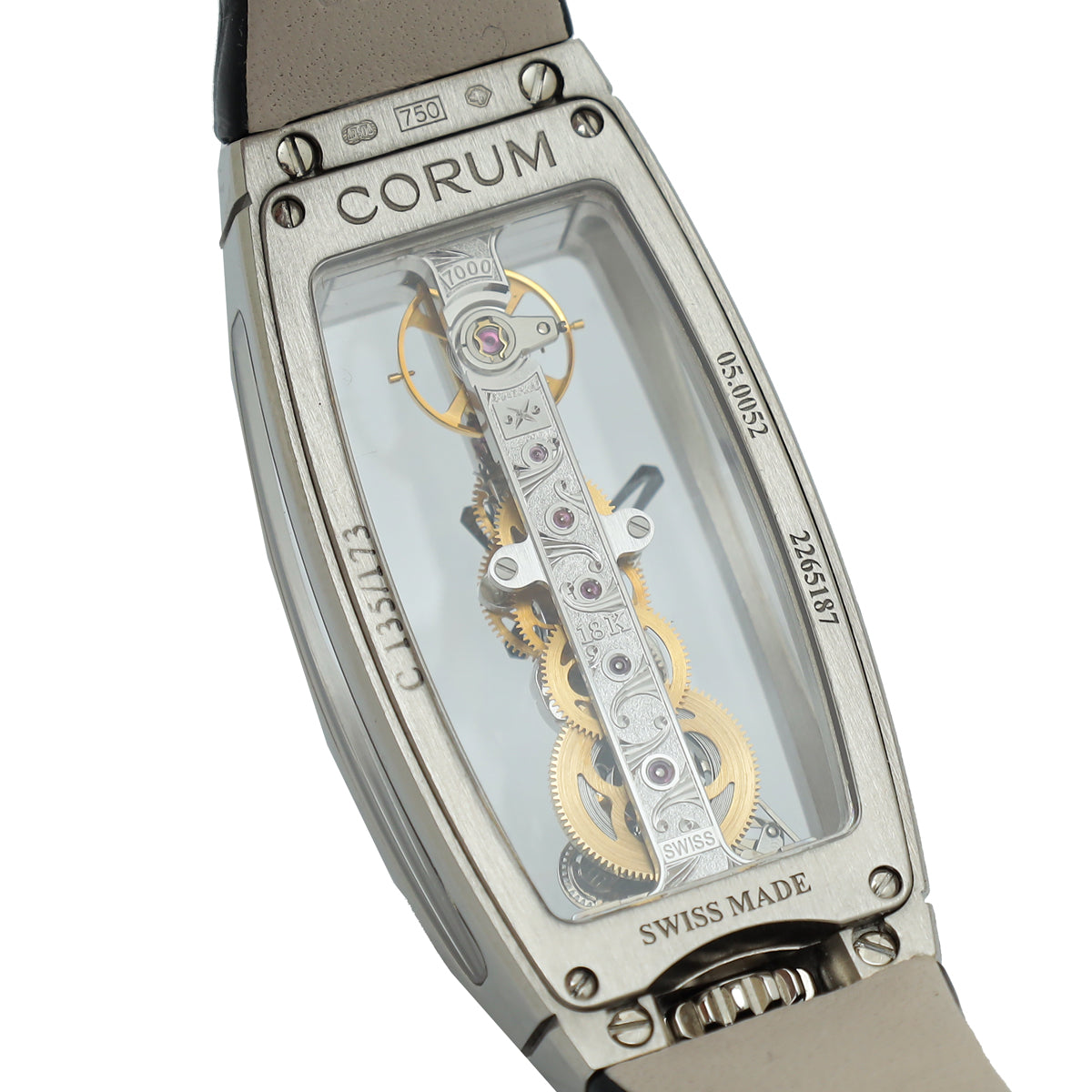 Corum 18K White Gold with Black Golden Bridge Skeleton Dial 43mm Watch
