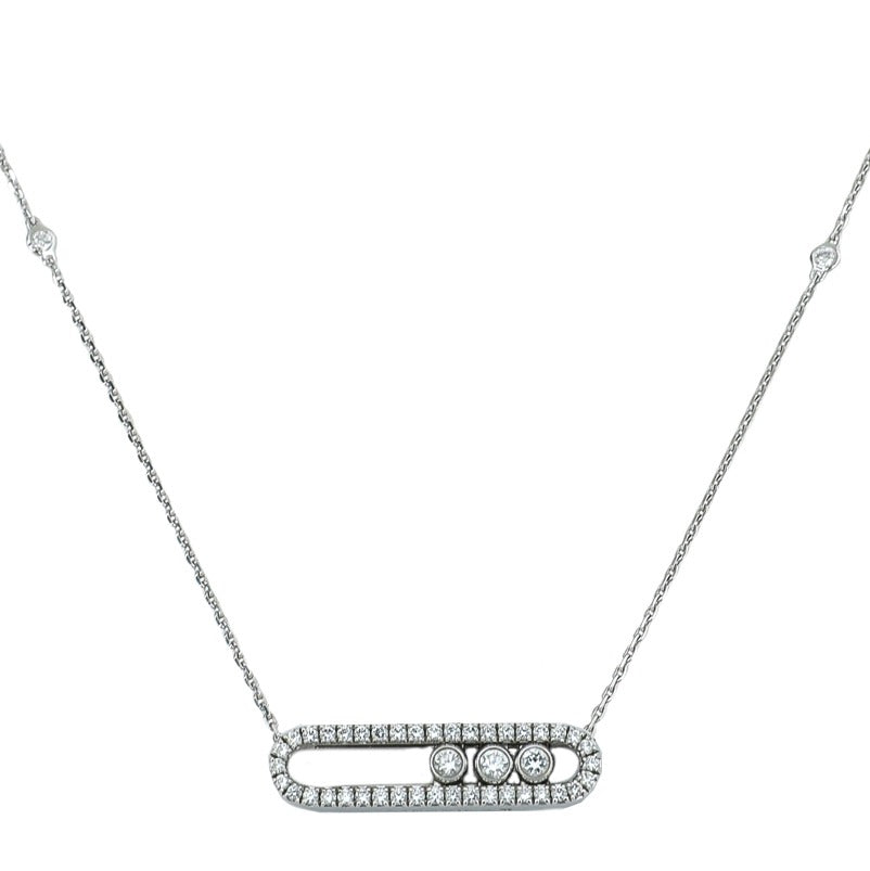 Messika 18K White Gold Pavé Diamond Baby Move Necklace-Messika-THE CLOSET