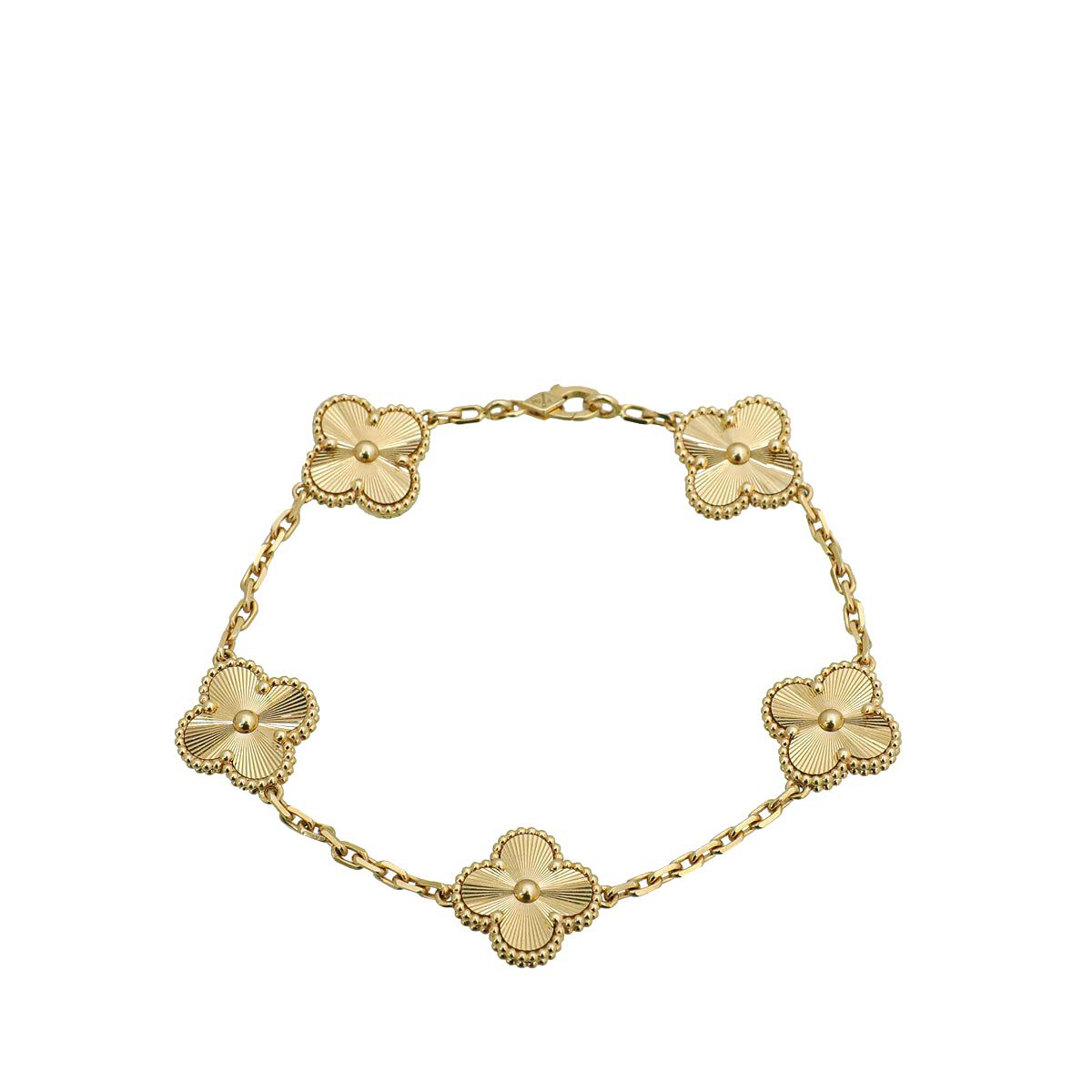 Van Cleef & Arpels 18K Yellow Gold Vintage Alhambra 5 Motifs Bracelet ...