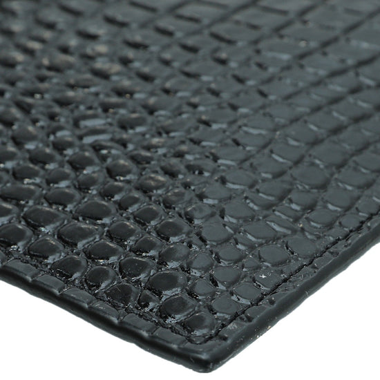 YSL Black Shiny Croc Embossed Uptown Clutch