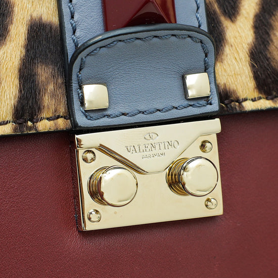 Valentino Multicolor Glam Lock Leopard Medium Shoulder Bag