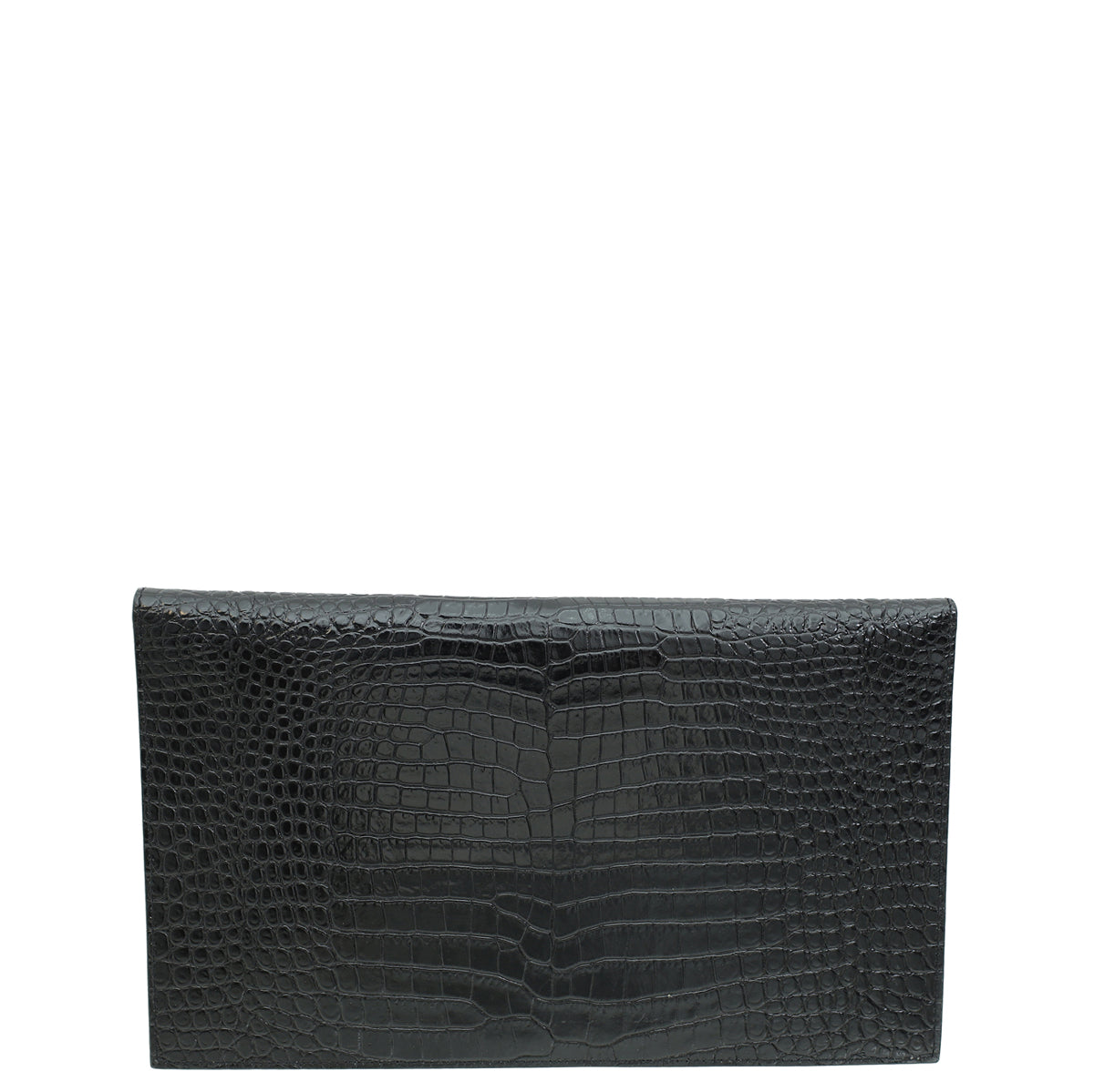 YSL Black Croco Embossed Uptown Clutch