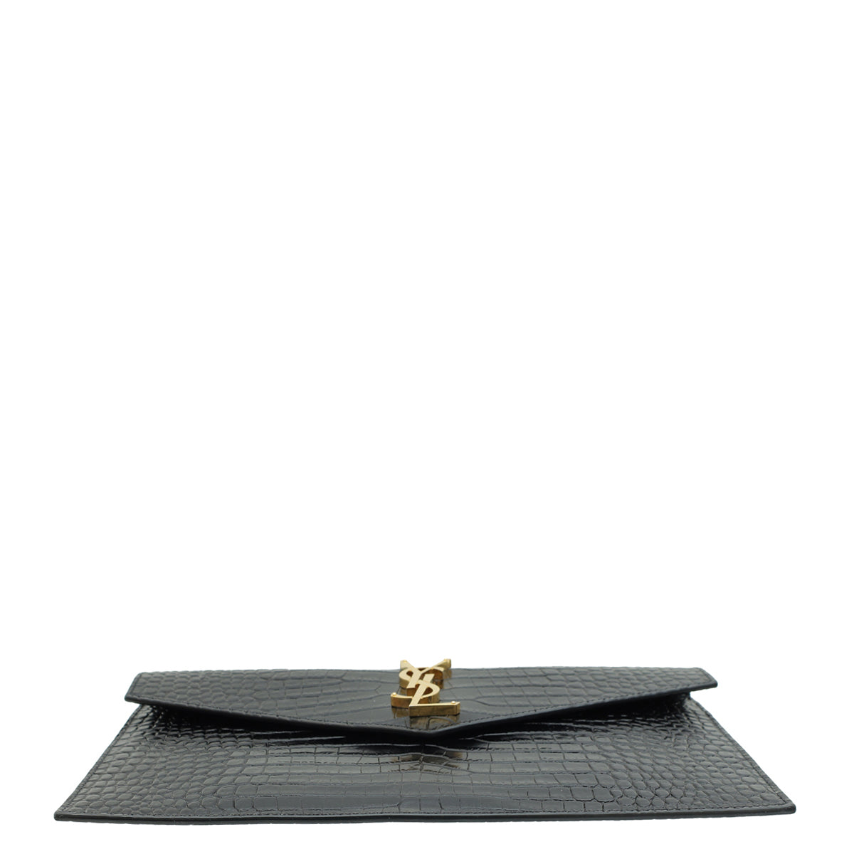 YSL Black Croco Embossed Uptown Clutch