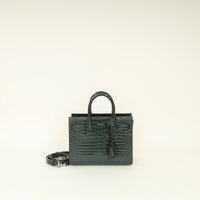 YSL Green Croco Embossed Nano Sac De Jour Bag
