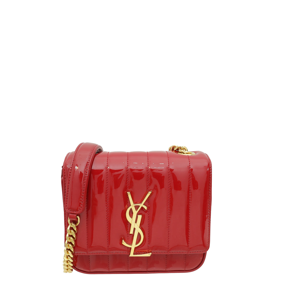 YSL Red Vicky Logo-Plaque Crossbody Bag