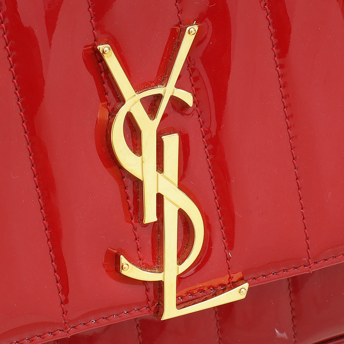 YSL Red Vicky Logo-Plaque Crossbody Bag