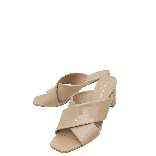 YSL Nude Loulou Criss Cross Mules 37.5