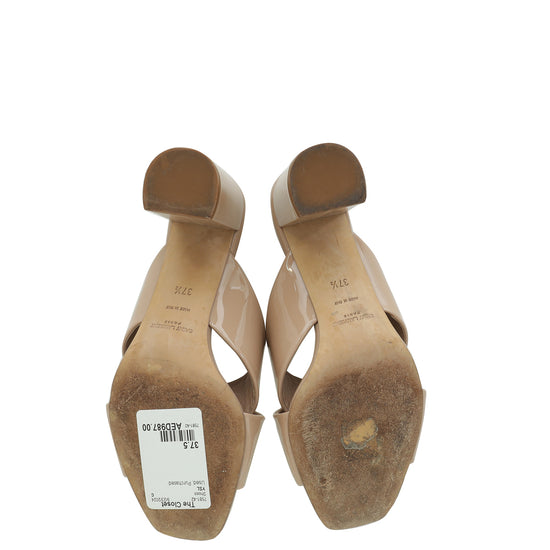 YSL Nude Loulou Criss Cross Mules 37.5