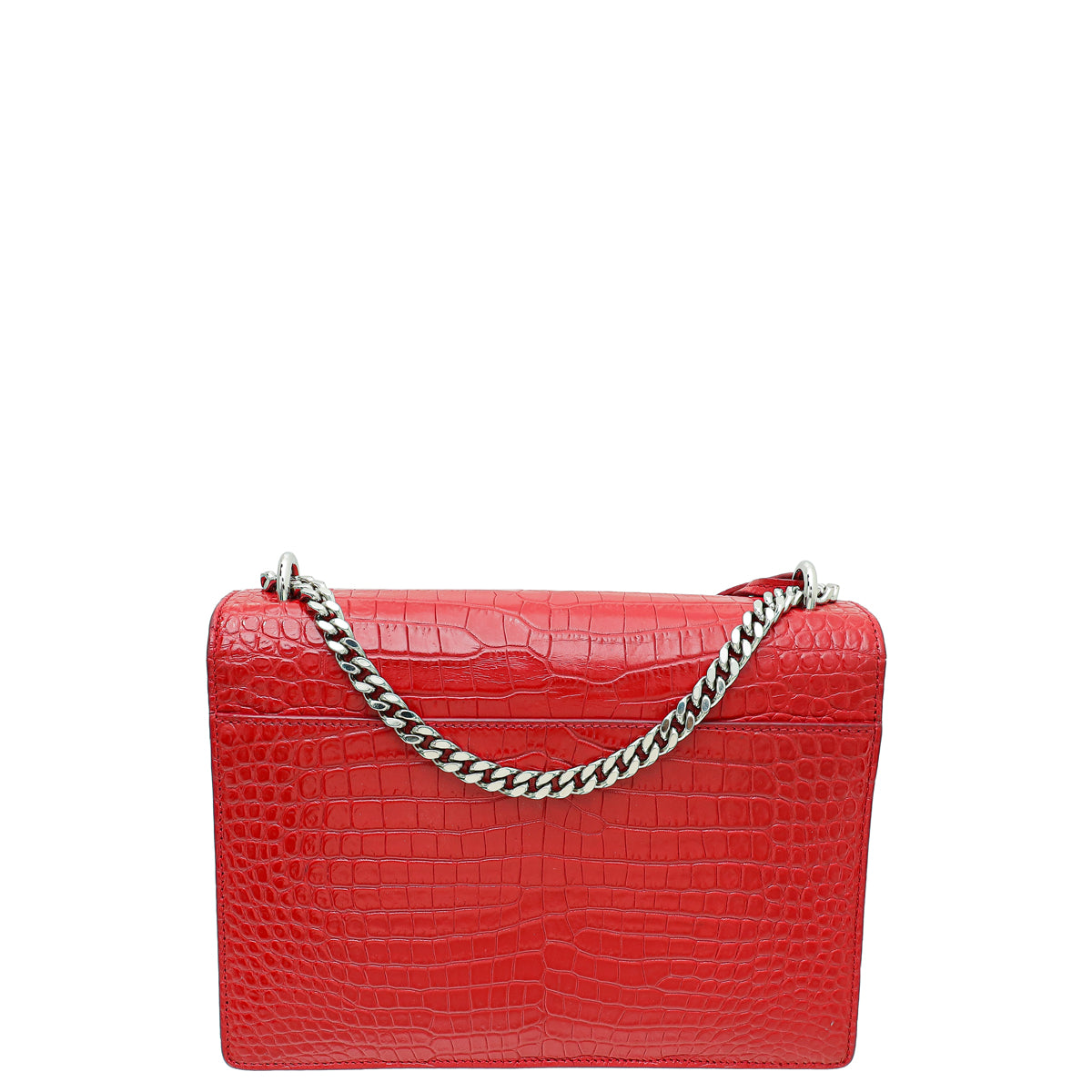 YSL Red Croco Embossed Sunset Medium Bag-YSL-THE CLOSET