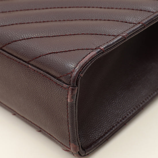 YSL Burgundy Monogram Envelope Large Satchel Bag-YSL-THE CLOSET