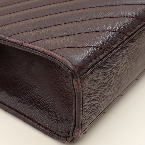 YSL Burgundy Monogram Envelope Large Satchel Bag-YSL-THE CLOSET