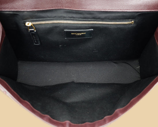 YSL Burgundy Monogram Envelope Large Satchel Bag-YSL-THE CLOSET