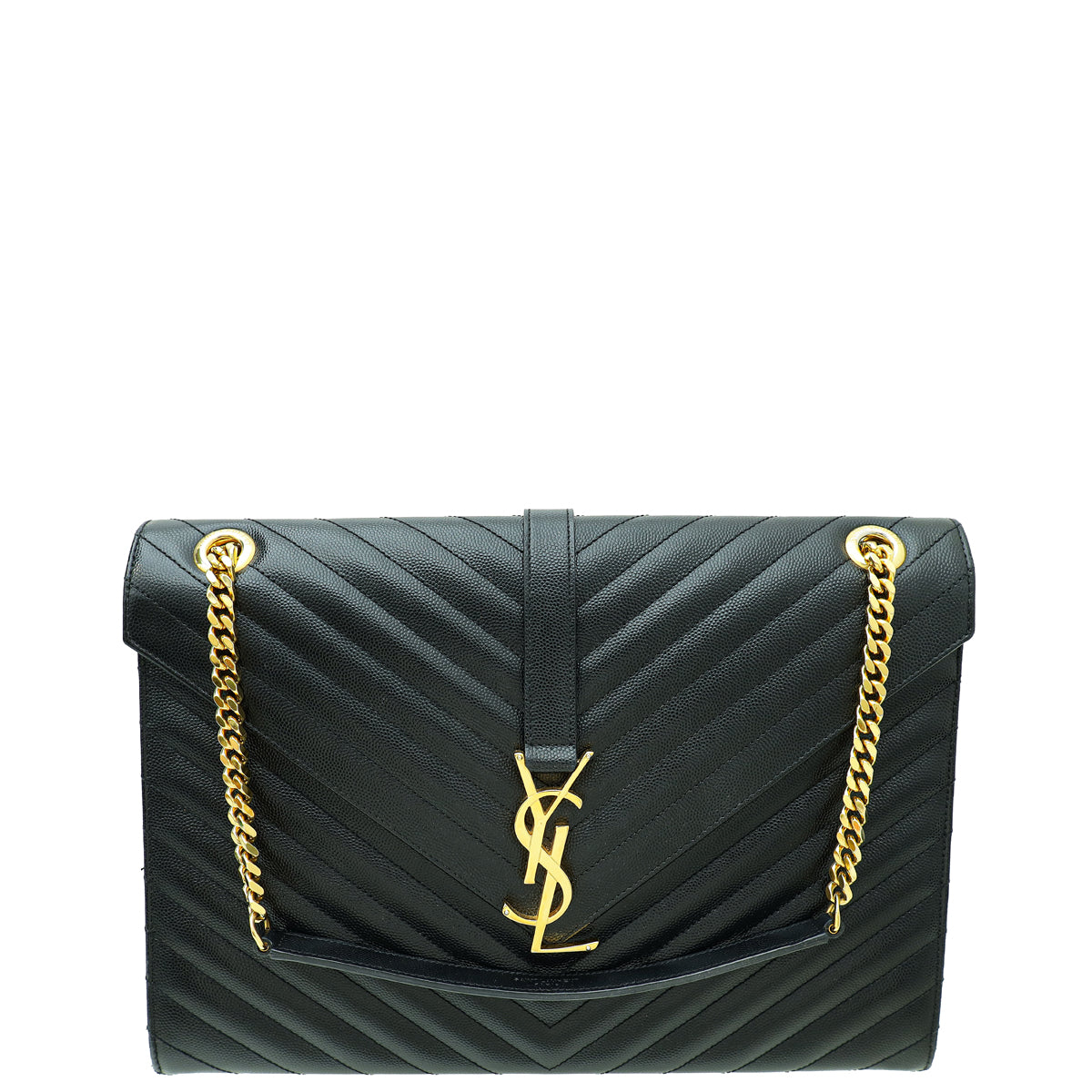 YSL Black Monogram Chevron Large Satchel Bag-YSL-THE CLOSET