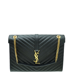 حقيبة كبيرة من YSL باللون الأسود Monogram Chevron 
