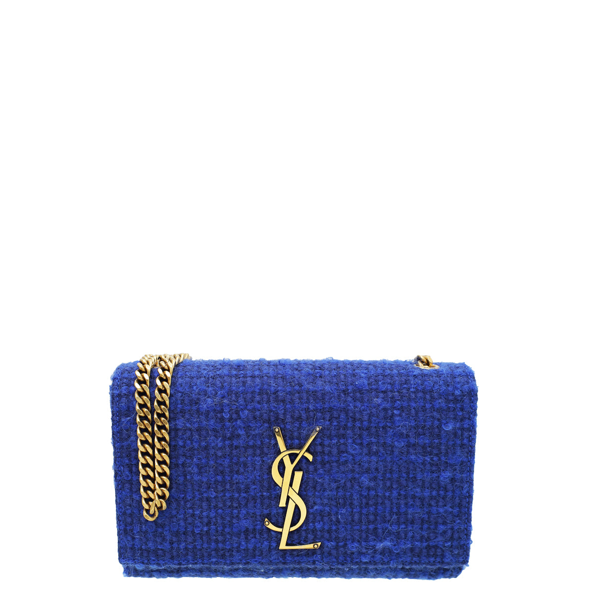 YSL Indigo Blue Kate Wool Small Shoulder Bag-YSL-THE CLOSET
