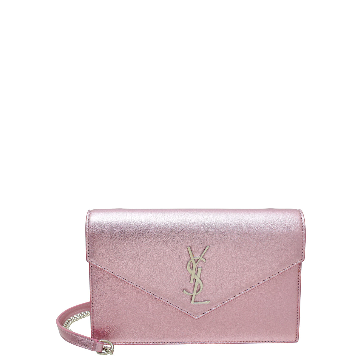YSL Metallic Lilac Cassandre Envelope Wallet On Chain-YSL-THE CLOSET