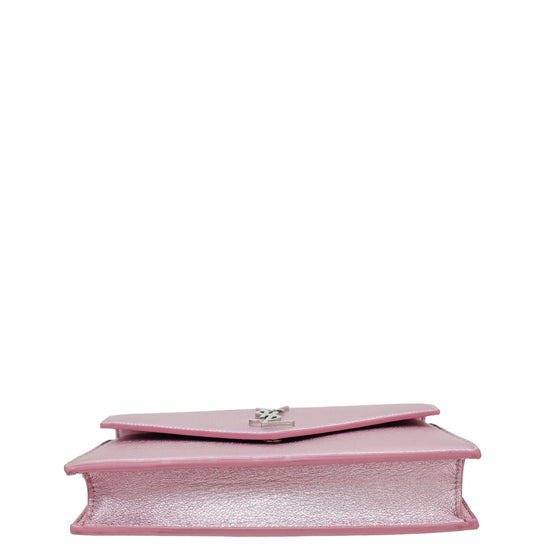 YSL Metallic Lilac Cassandre Envelope Wallet On Chain