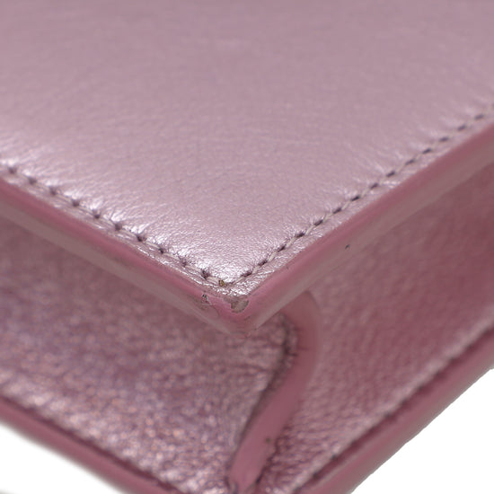 YSL Metallic Lilac Cassandre Envelope Wallet On Chain