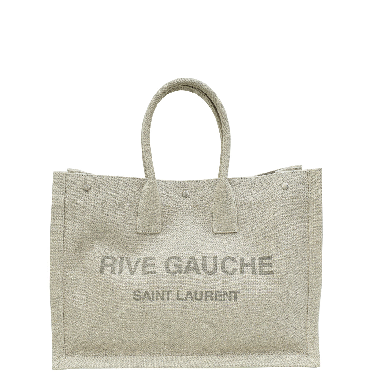 YSL Light Grey Linen Rive Gauche Tote Medium Bag-YSL-THE CLOSET