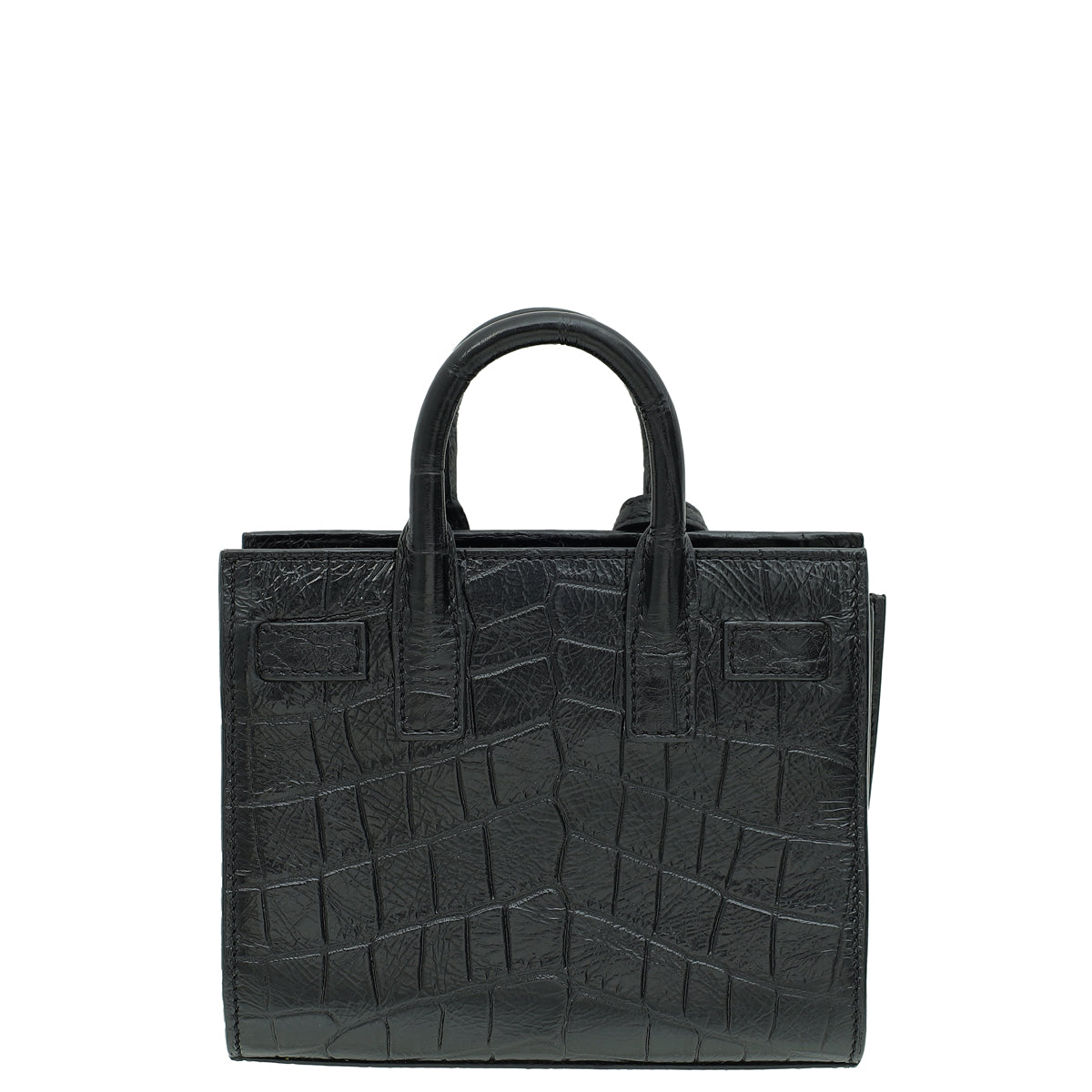 YSL Black Croco Embossed Toy Sac De Jour Bag