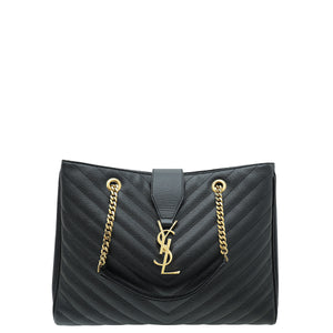 ysl أسود أحادي التسوق حقيبة كبيرة