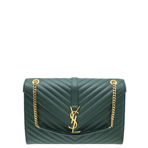 ysl forest green monogram satchel flap bage bage bage