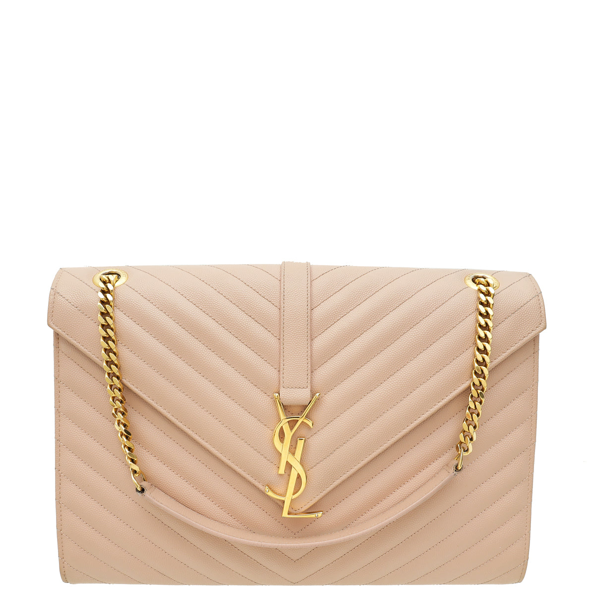 YSL Pale Pink Monogram Envelope Large Satchel Bag