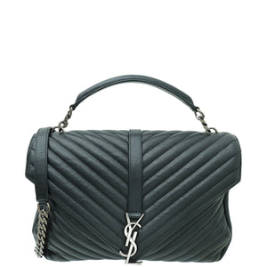 YSL حقيبة الكلية الكبيرة باللون الأسود Monogram Chevron 