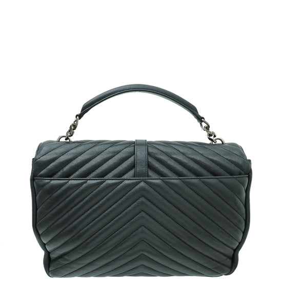 YSL Black Monogram Chevron Large College Bag