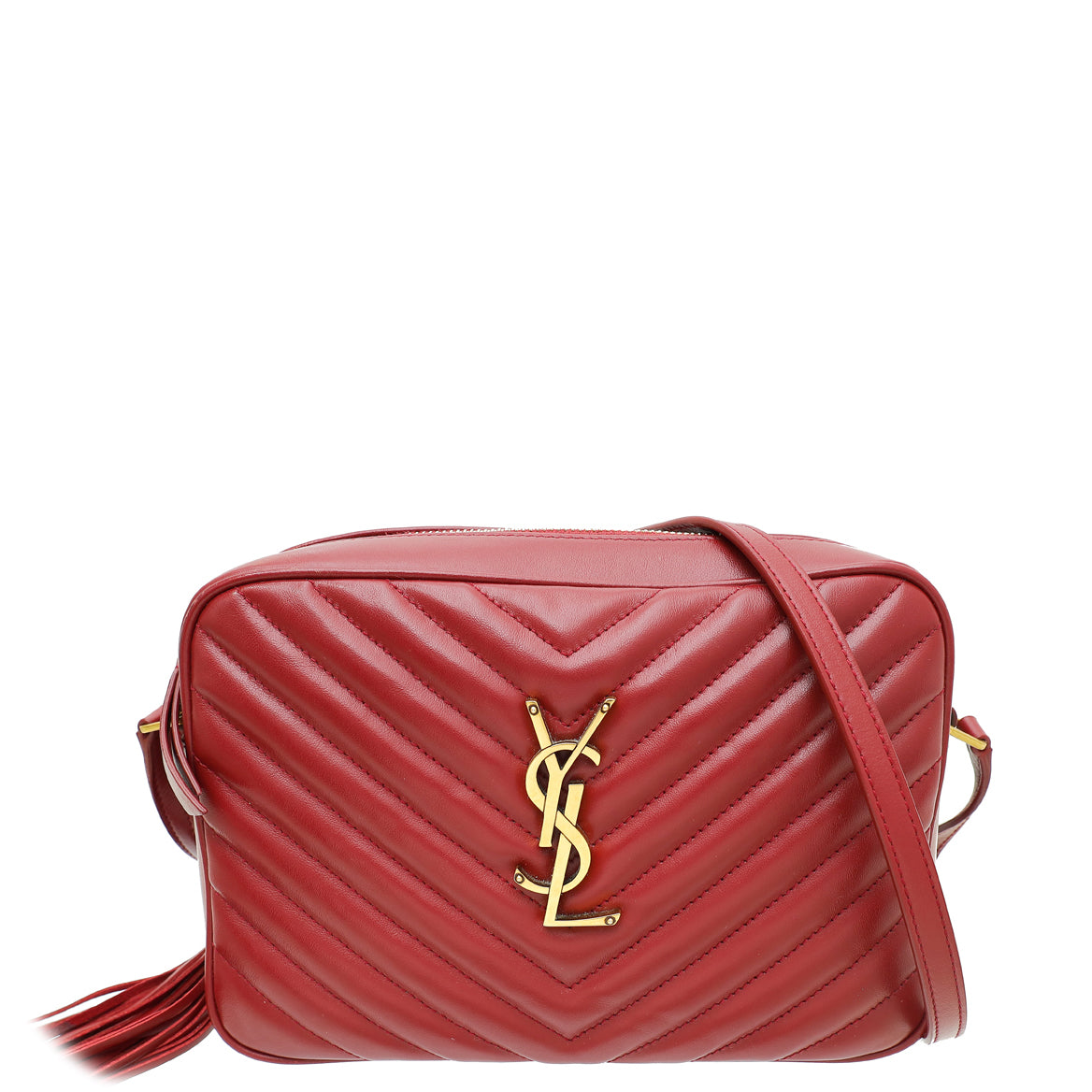 YSL Red Monogram Lou Tassel Camera Bag-YSL-THE CLOSET