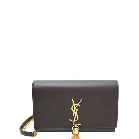YSL Chocolate Kate Tassel Small Wallet On Chain